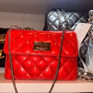 Red Quilted Patent Leather Chanel Flap Bag